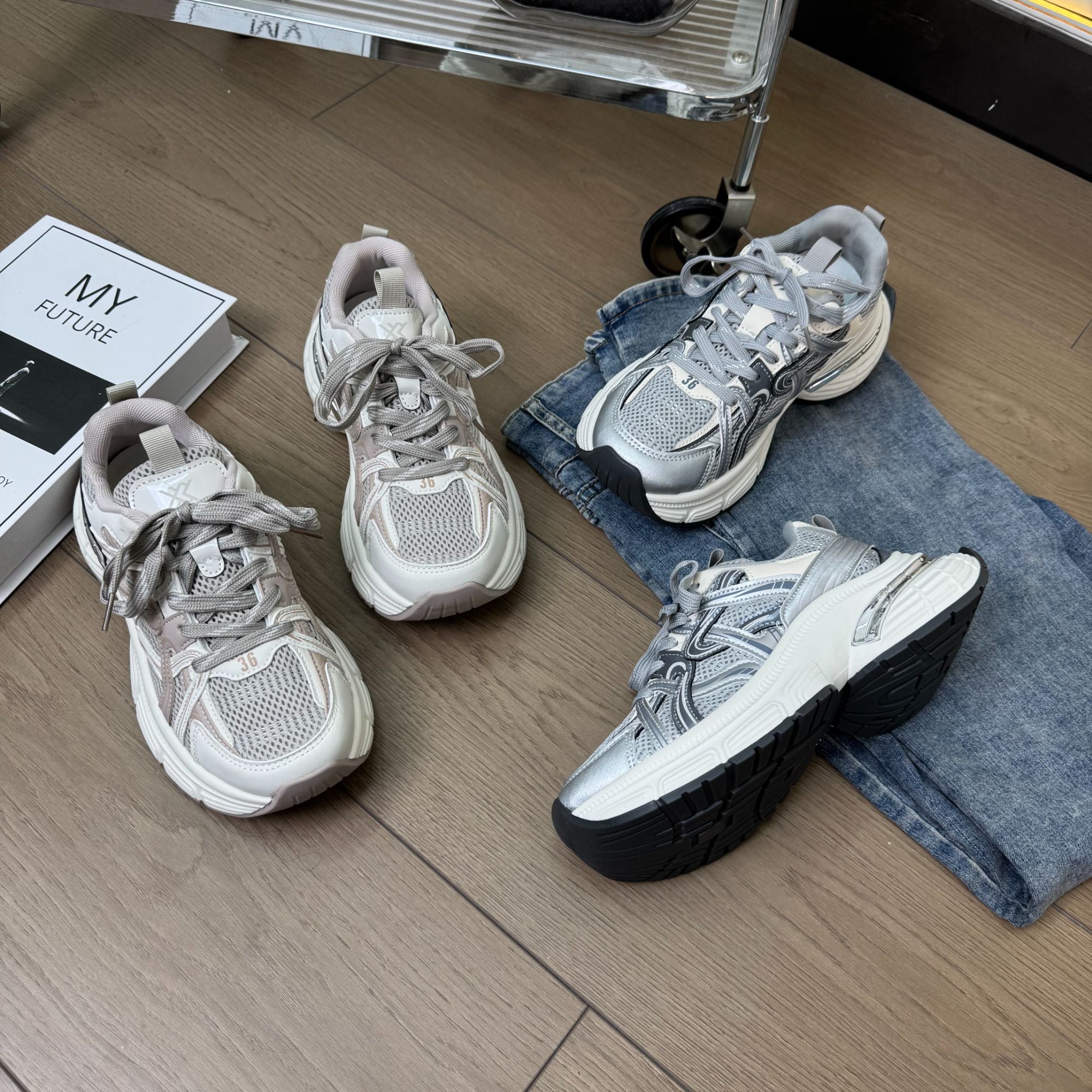 老爹鞋女鞋子2025新款爆款春季超火百搭松糕厚底增高运动休闲鞋潮