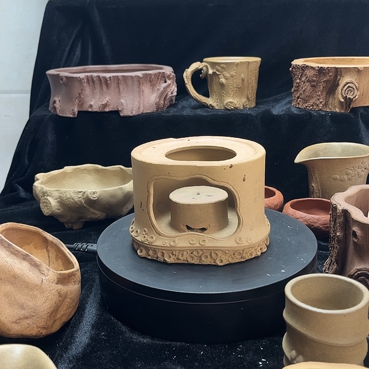 泥塑全手工制作暧茶炉