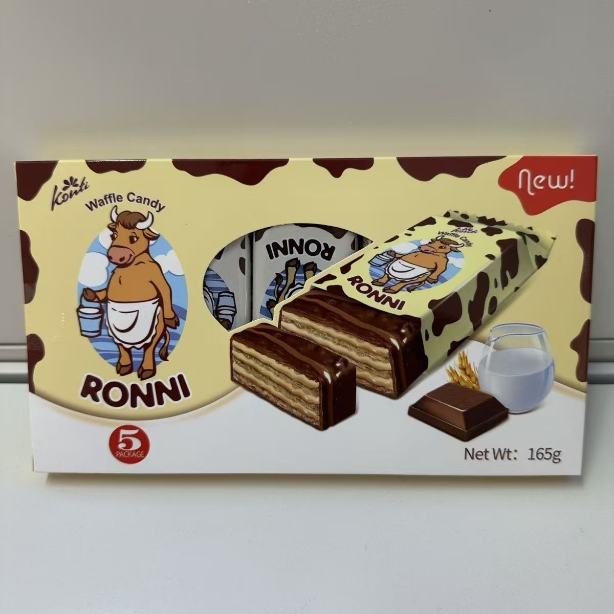 俄罗斯原装进口 康吉KONTI巧克力味威化饼干165克