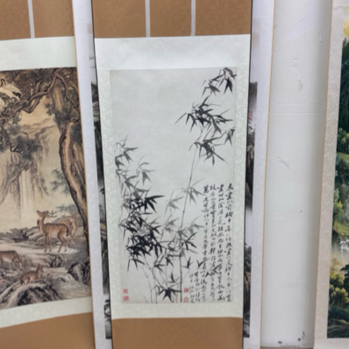 4尺墨竹图170✖️70厘米竖双拼色款卷轴挂画