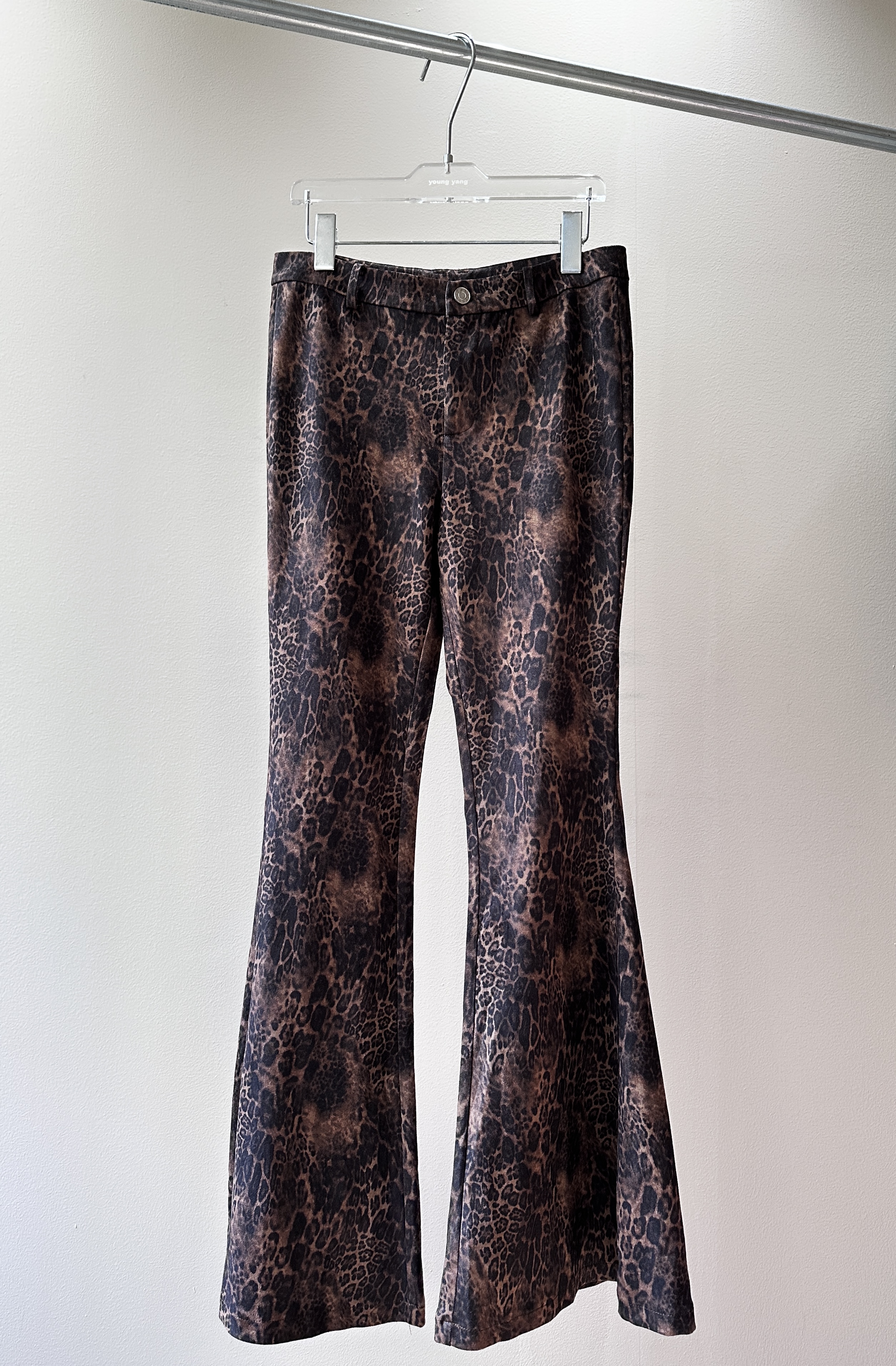 豹纹小众复古喇叭休闲长裤25870