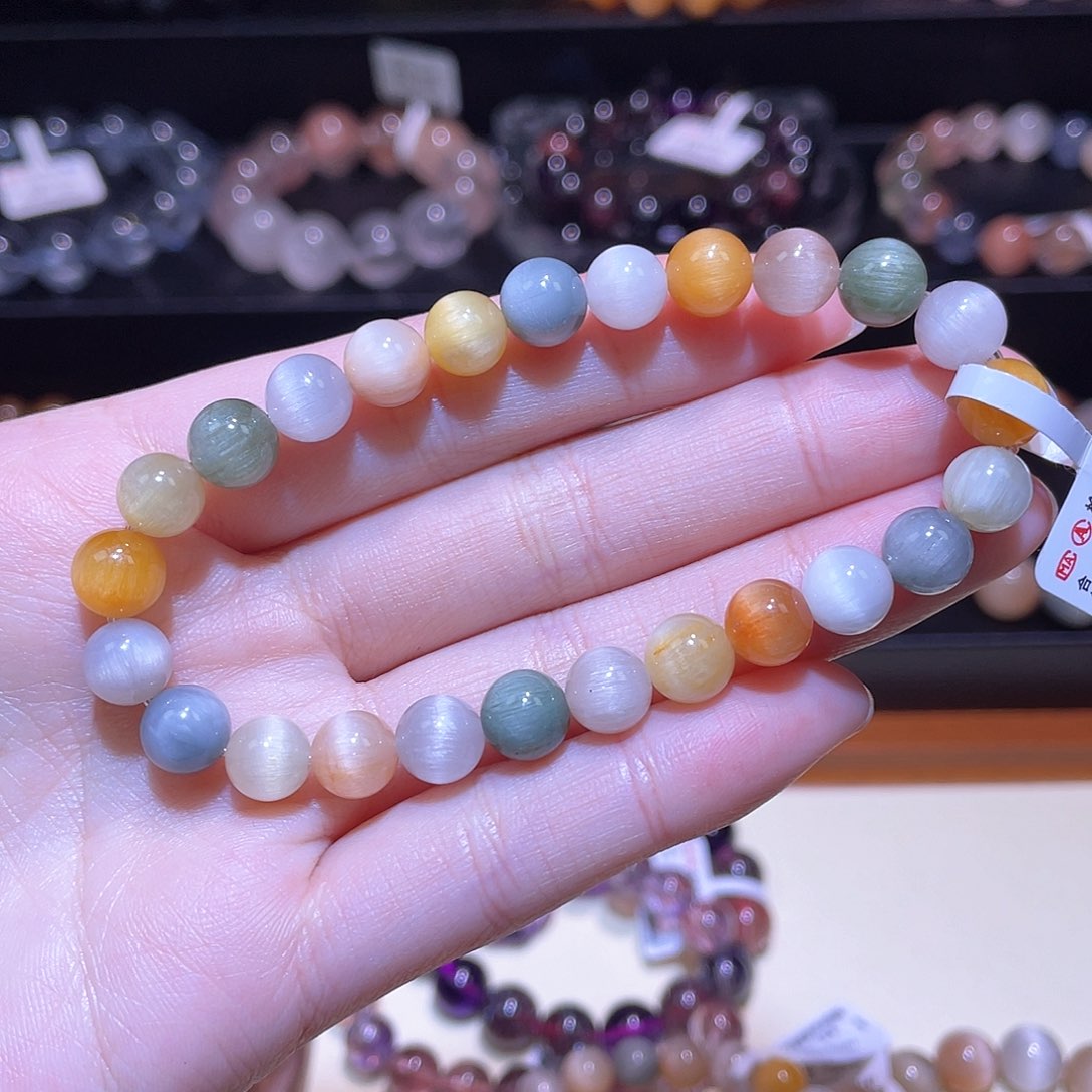 水晶手链未镶嵌兔毛手链，晶体通透8