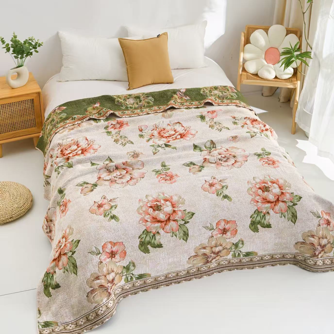 【绚烂繁花】高端定制舒适透气多功能床盖2*2.3可机洗