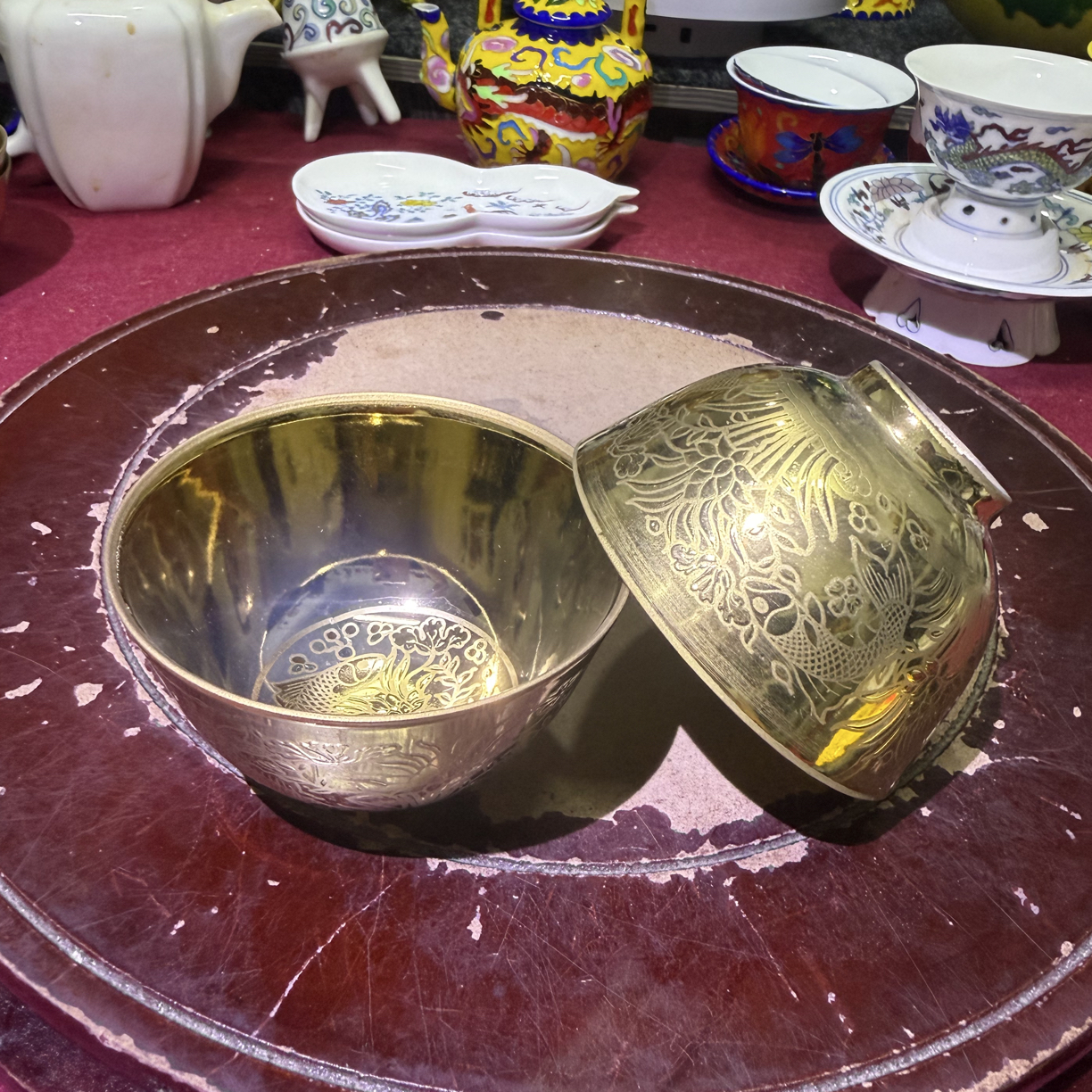 金包瓷口杯一对满绘