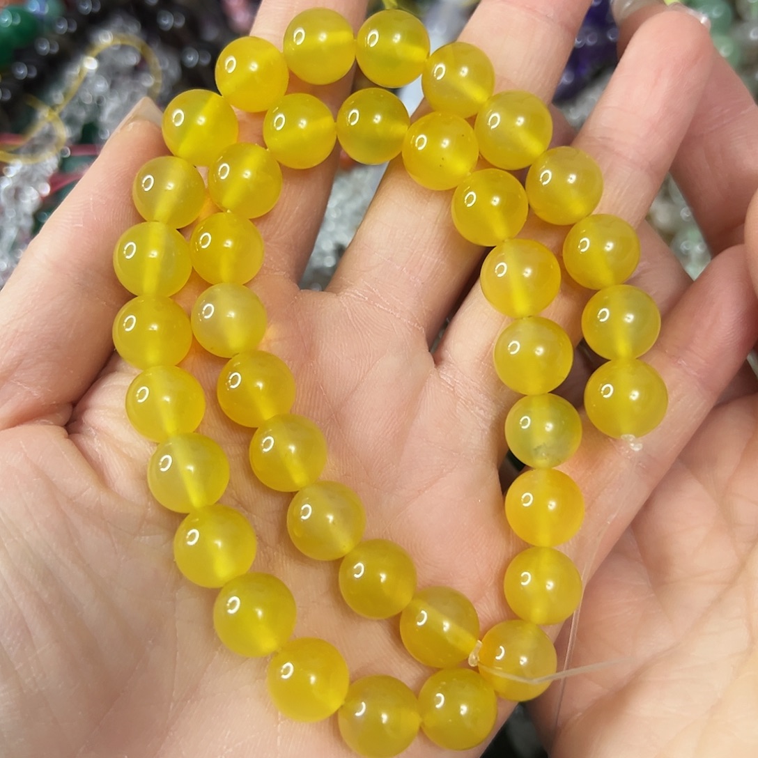 玛瑙/玉髓未镶嵌珠宝半成品，卡10黄玛瑙一条