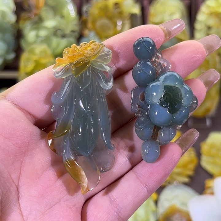 未镶嵌蛇纹石玉颈饰怡**影随机发