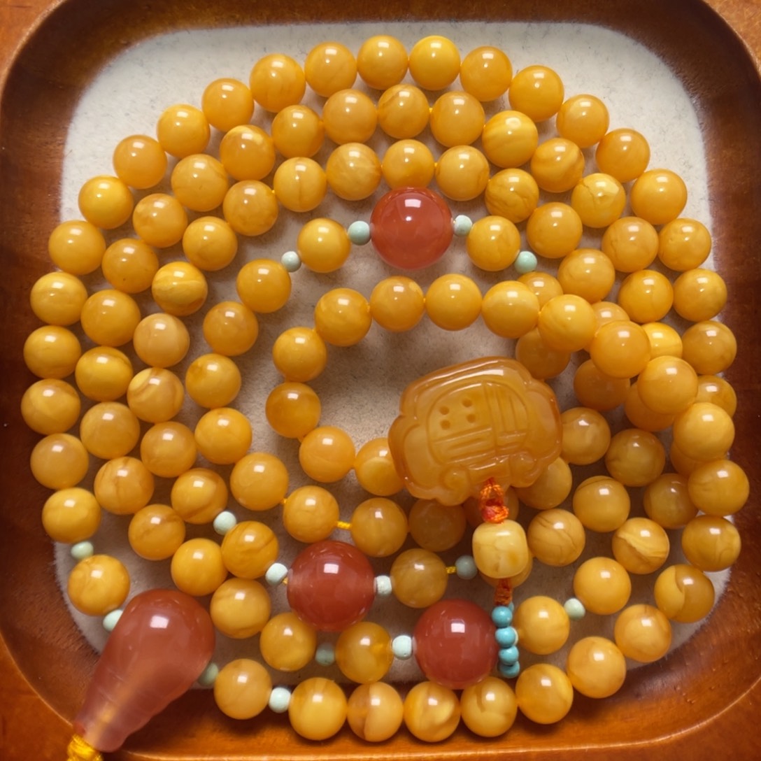 蜜蜡未镶嵌项链108