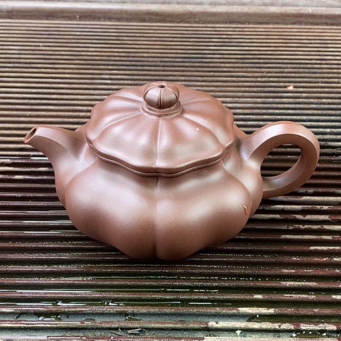 紫砂茶壶白17 葵仿古 紫泥