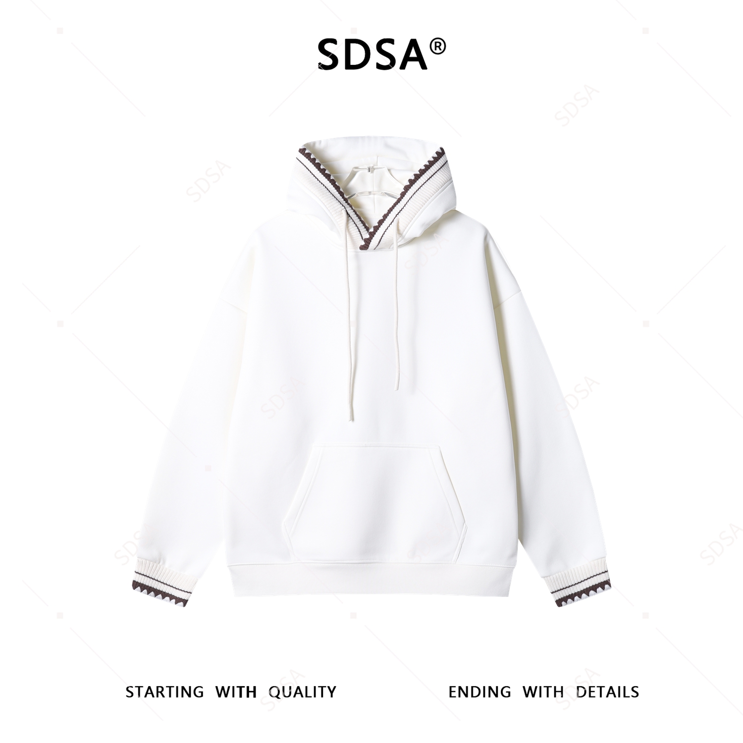 SDSA男士秋冬新款痞帅男装韩版简约拼接针织连帽卫衣百搭简约上衣