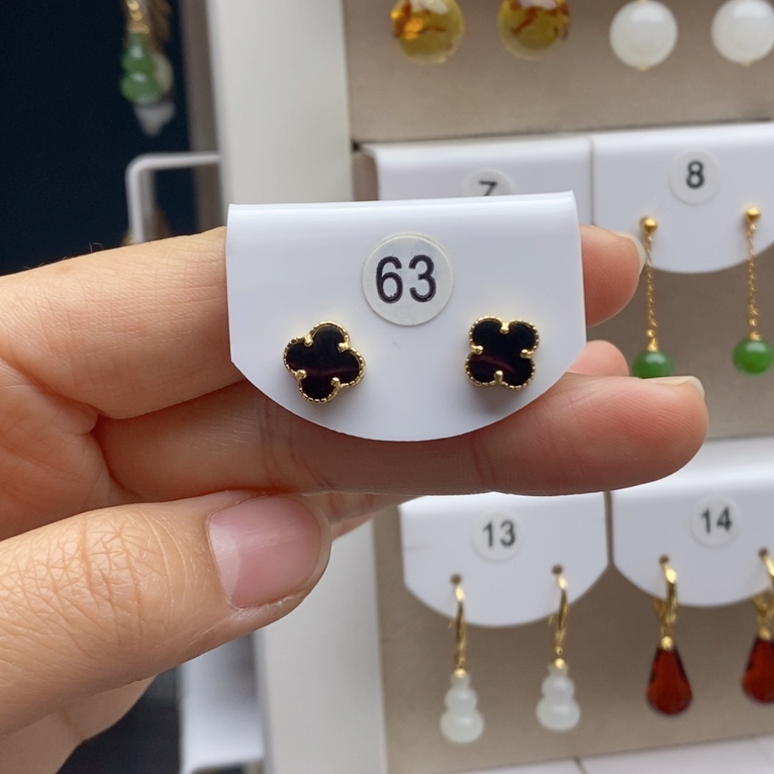 银S925镶嵌和田玉耳饰