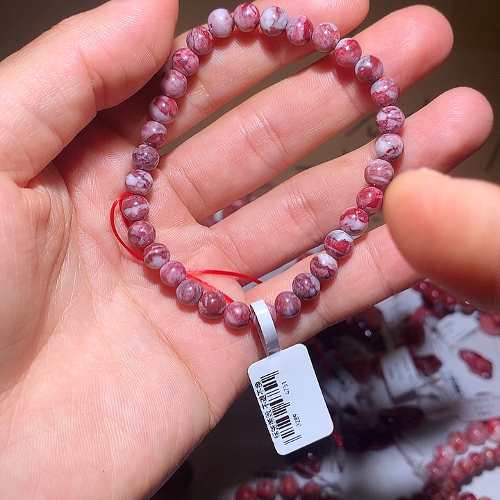 天然辰砂原石手串