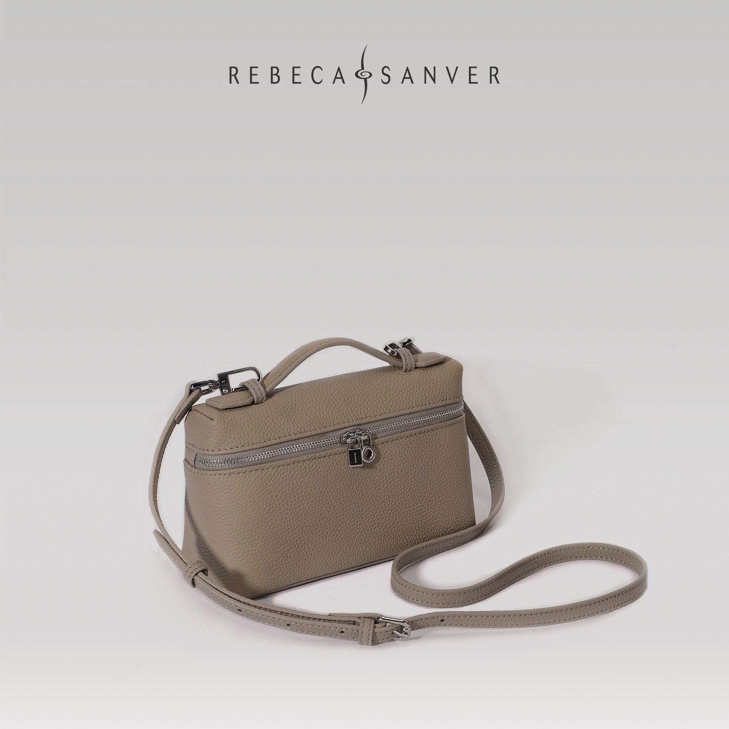 REBECA SANVER 弗拉明戈系列老钱风头层牛皮饭盒包简约时尚斜挎包