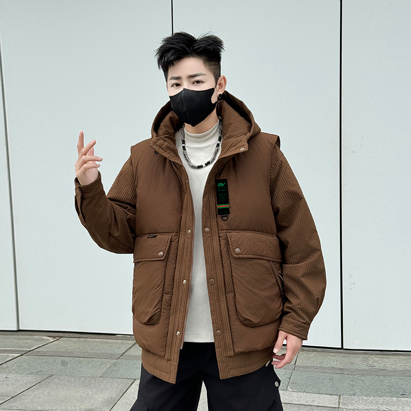 BV休闲百搭秋冬防风男士棉服2025户外运动可脱卸防寒保暖棉服夹克