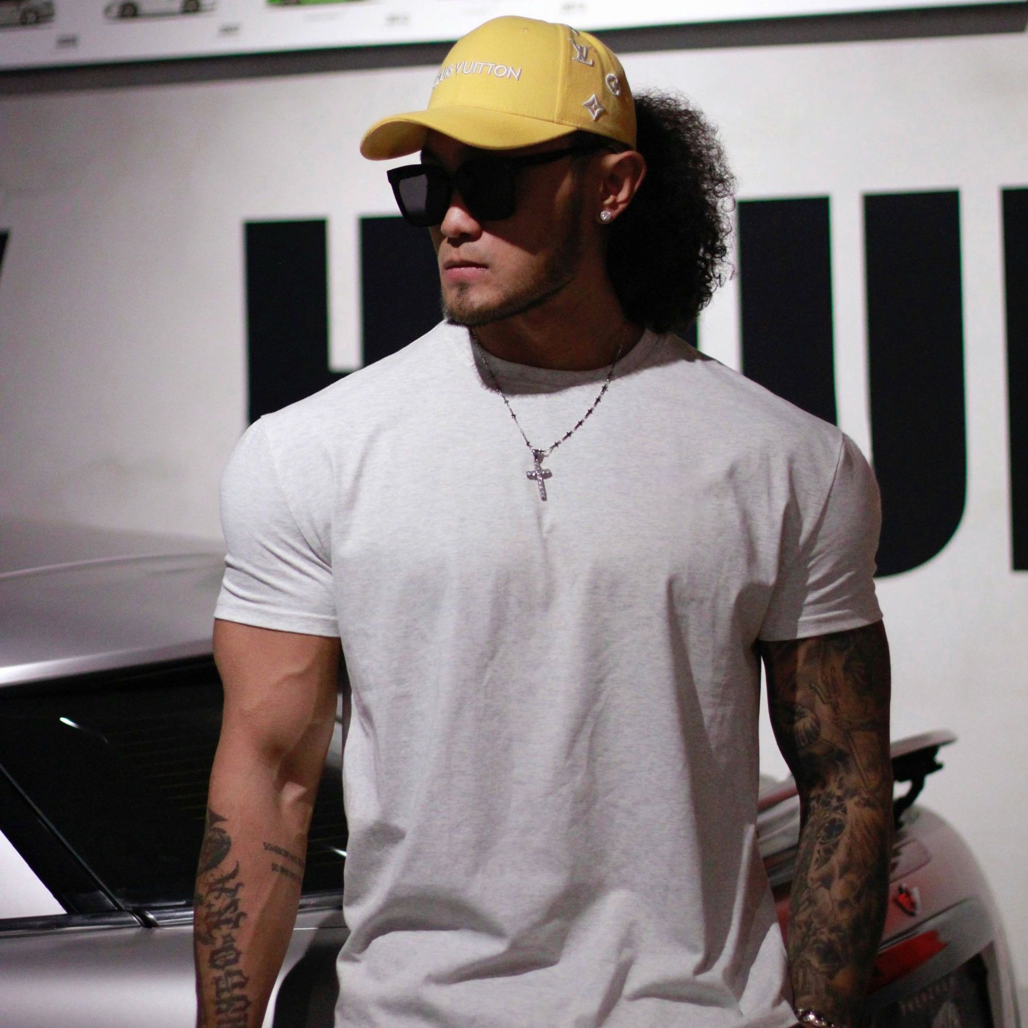 【同款净版】GM美式修身垫肩显大潮流T恤 男士夏季圆领透气训练短袖