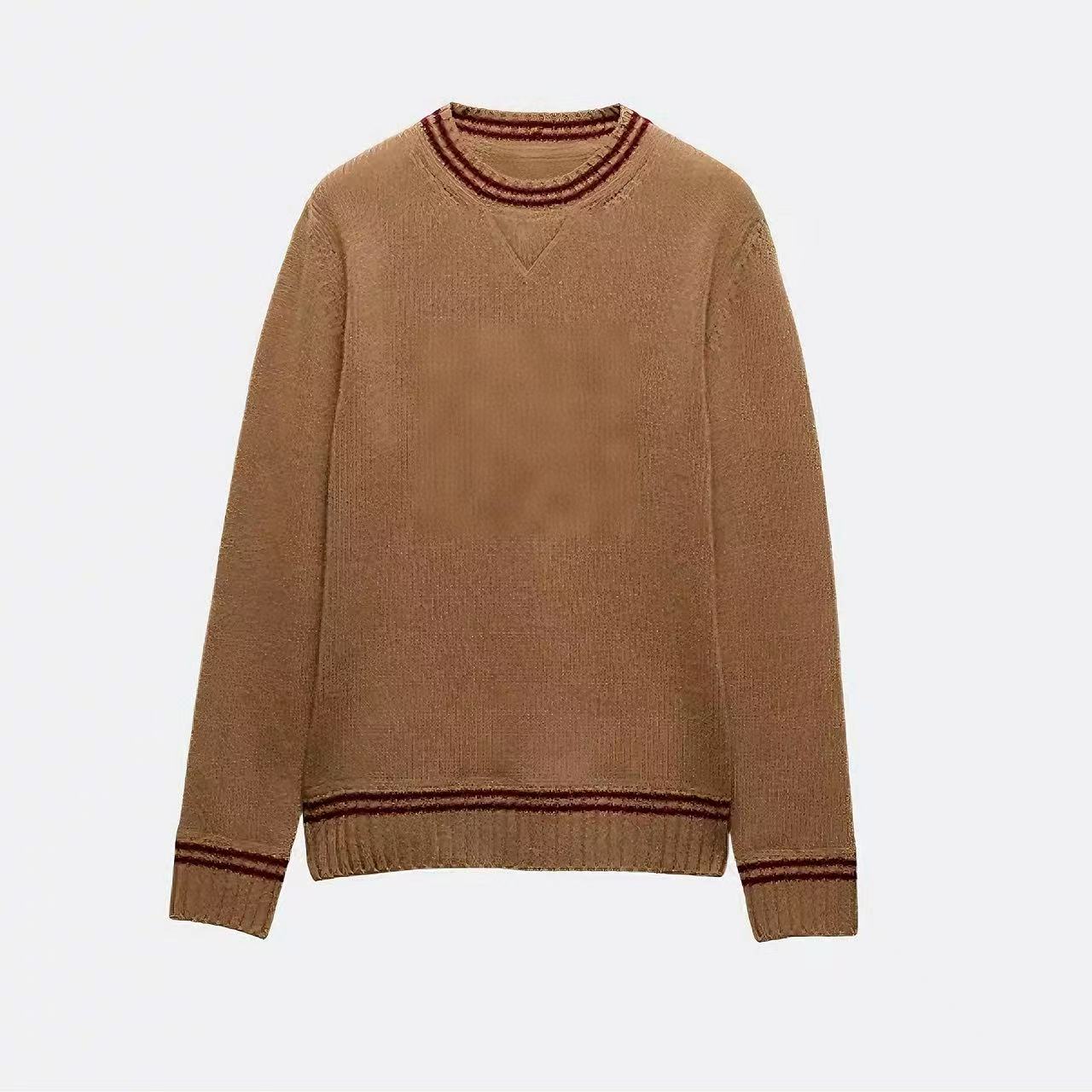 【p?】2025秋冬新款羊绒美拉德色系字母提花针织上衣羊毛毛衣女