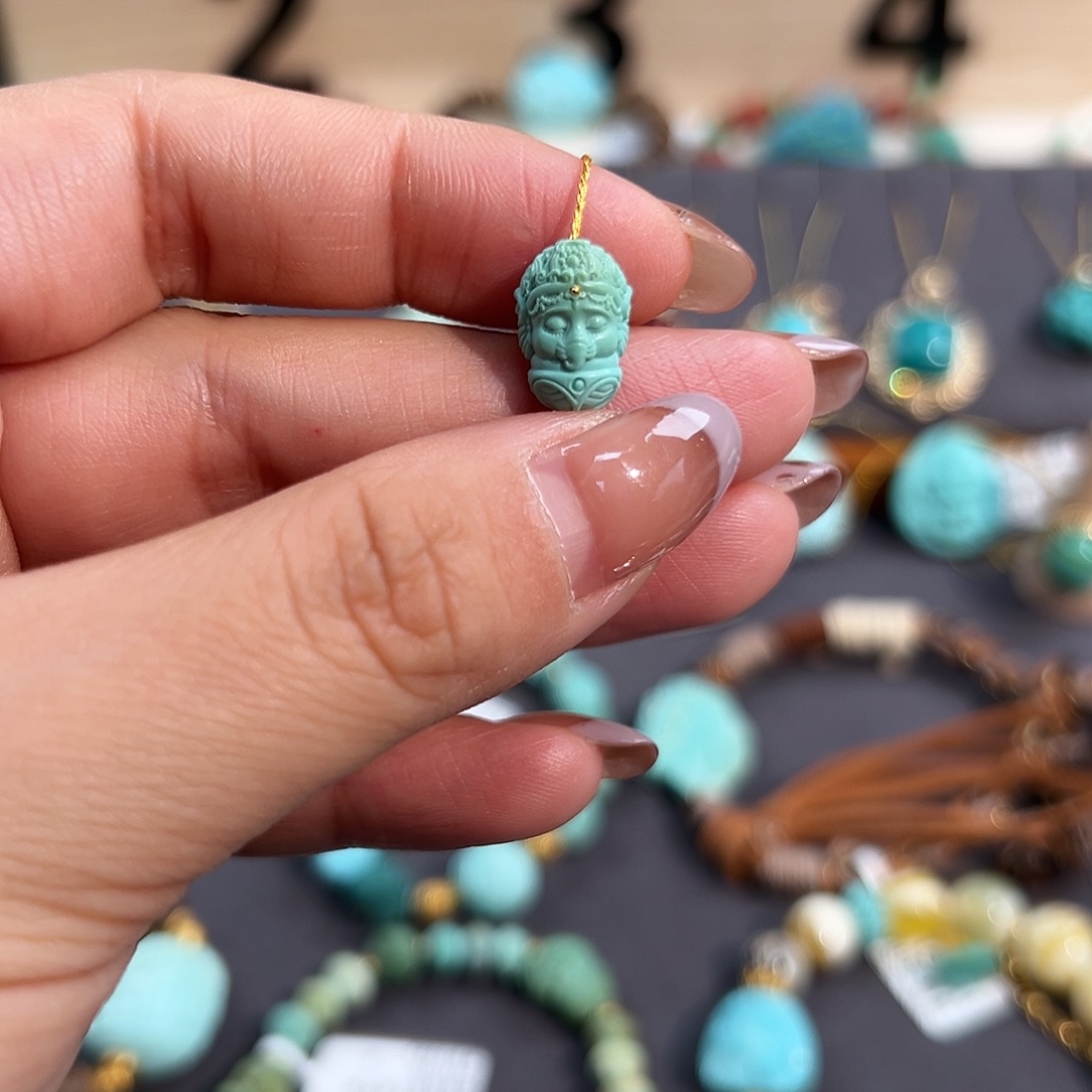 绿松石未镶嵌把件象神杵配饰