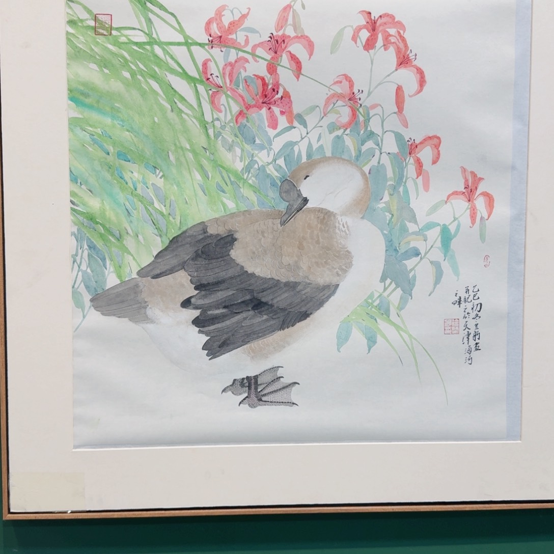 国画徐老师鹅叫嘟嘟呵呵电话鹅黄色