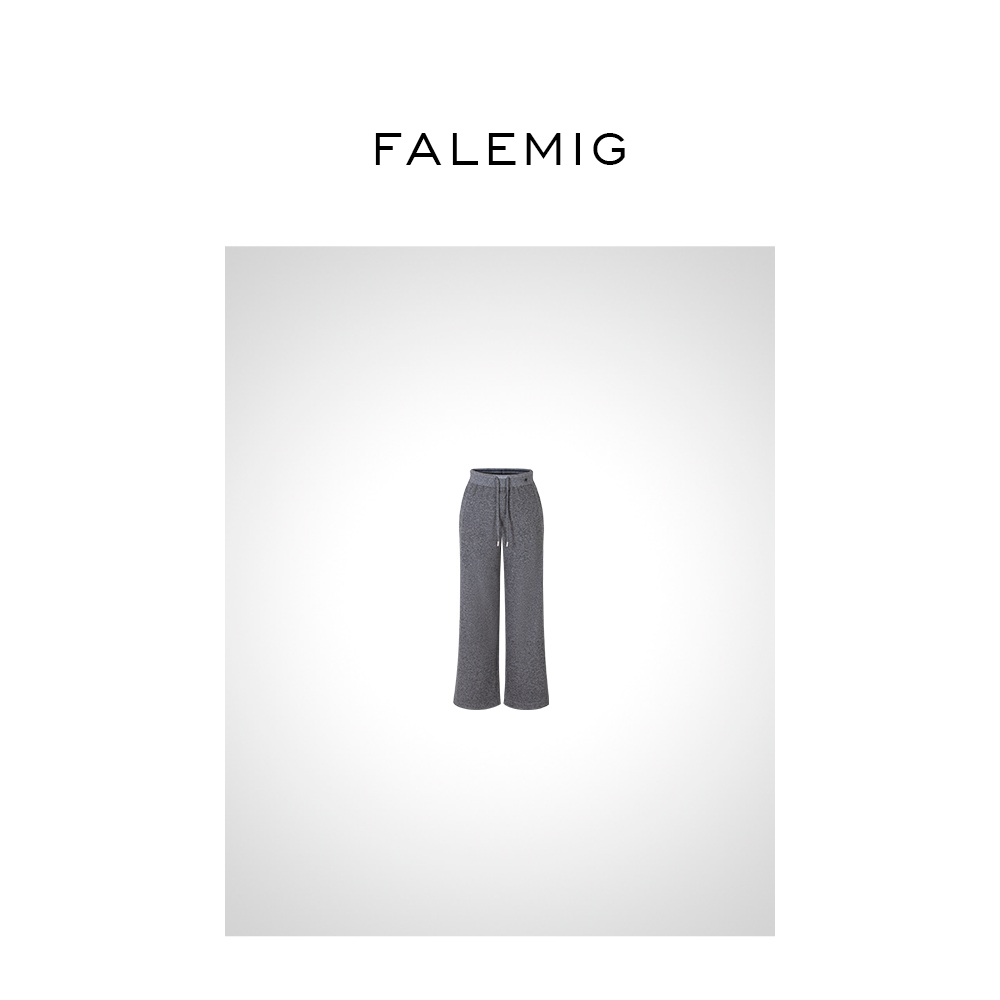 FALEMIG-秋冬老钱风弯刀裤直筒裤花纱抽绳休闲裤FFA253091K0199