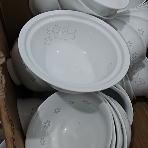 瓷玲珑白色5寸吃饭碗10个微瑕疵