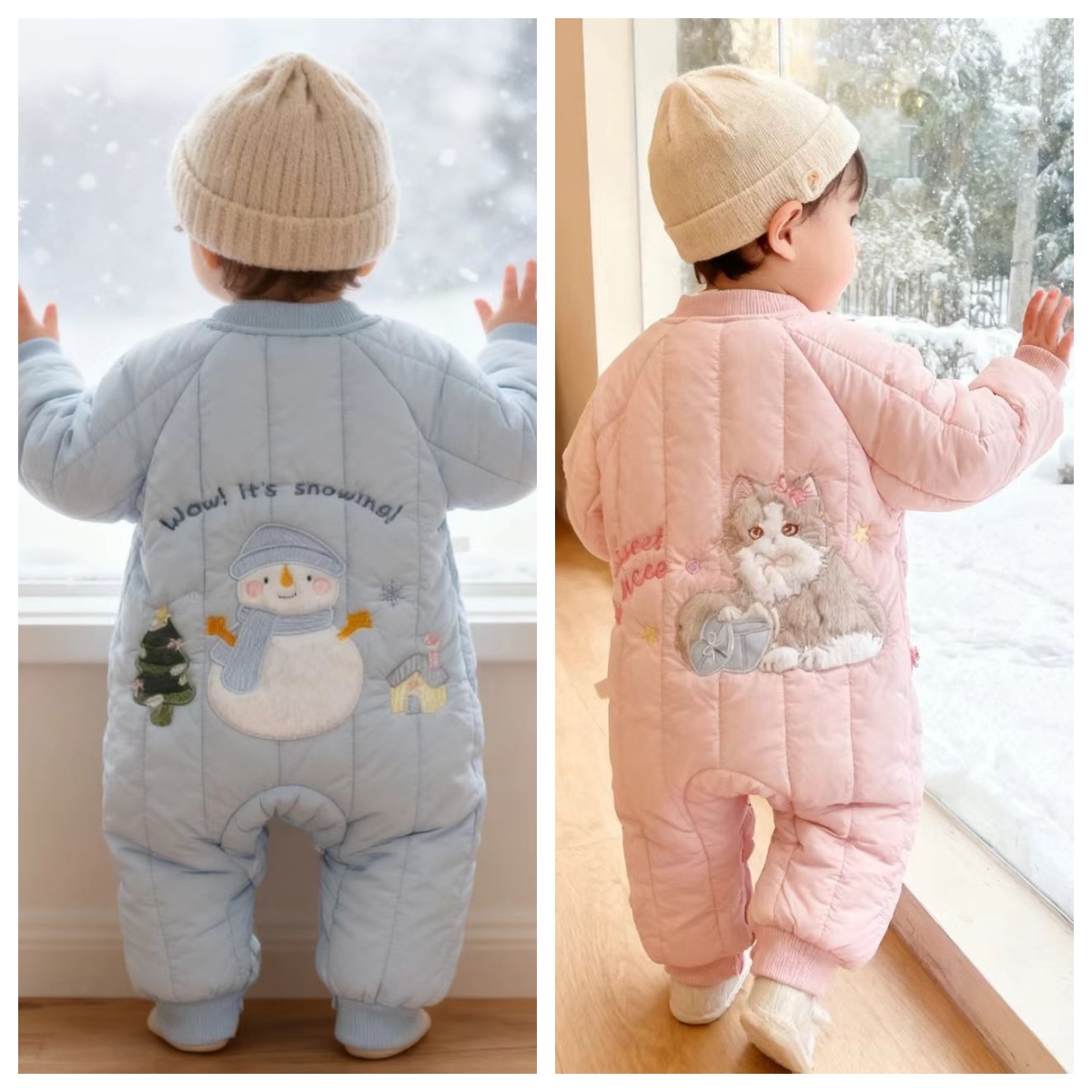 J【400集合】新款男女宝加绒夹棉简约可爱满月百天周岁外出爬服哈衣