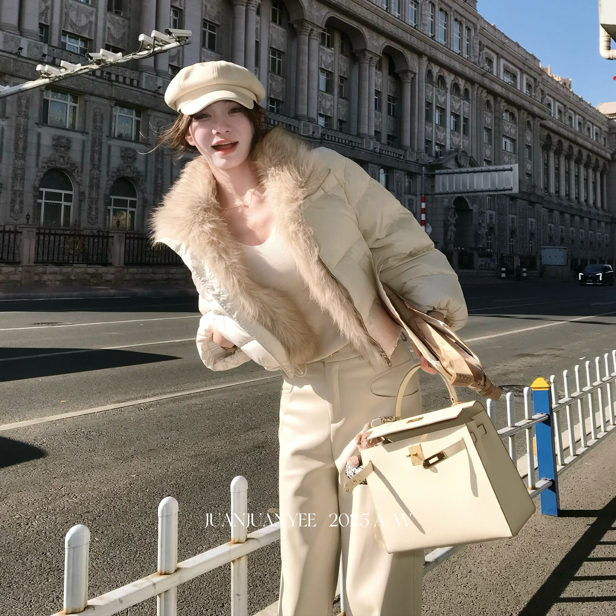 juanjuanyee【暖冬奶包】可拆卸环保毛领派克保暖羽绒服外套