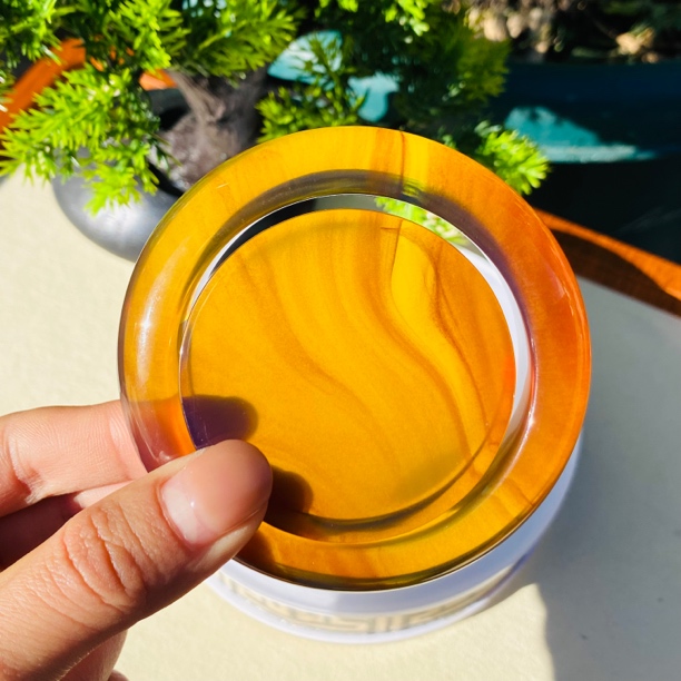 蓉百万珠宝【天然缅甸琥珀（双色果冻料）圈口54/宽19/厚9】