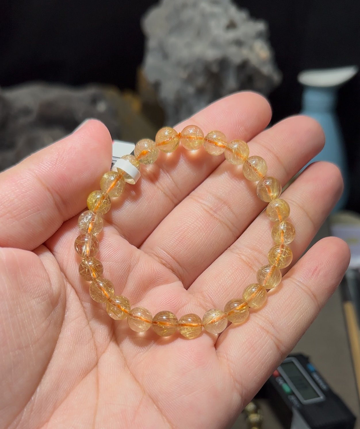 天然金发晶手串7mm