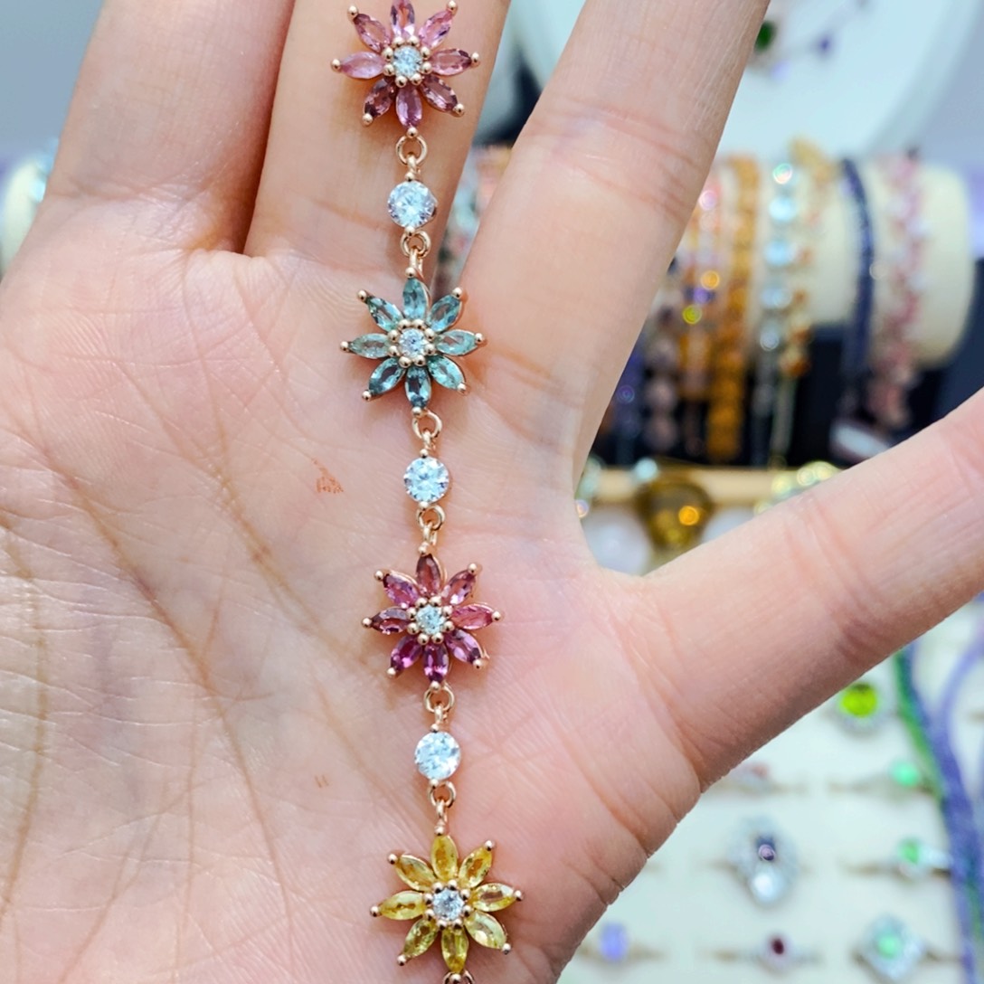 碧玺手链银S925镶嵌手链