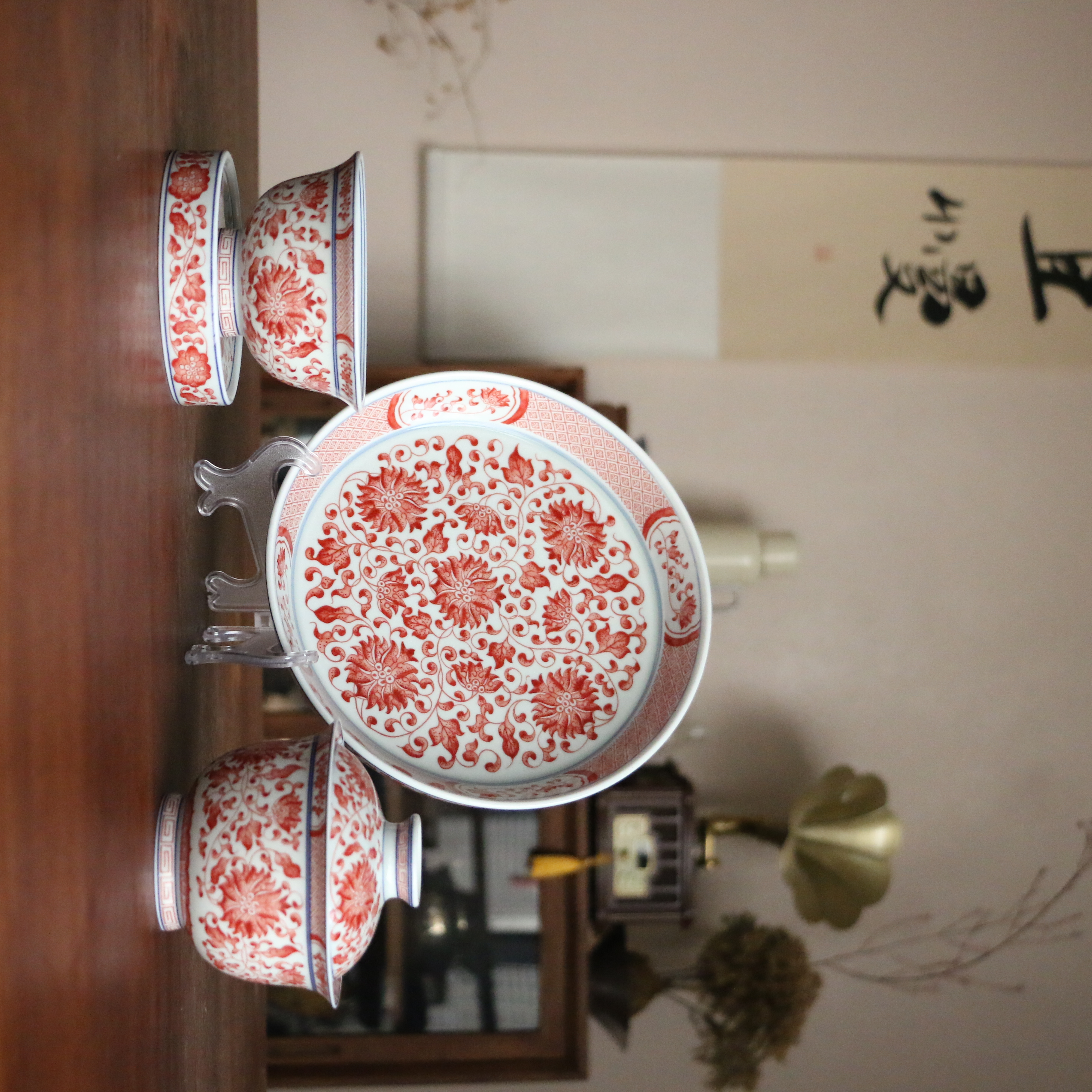 全红缠枝莲-四件套