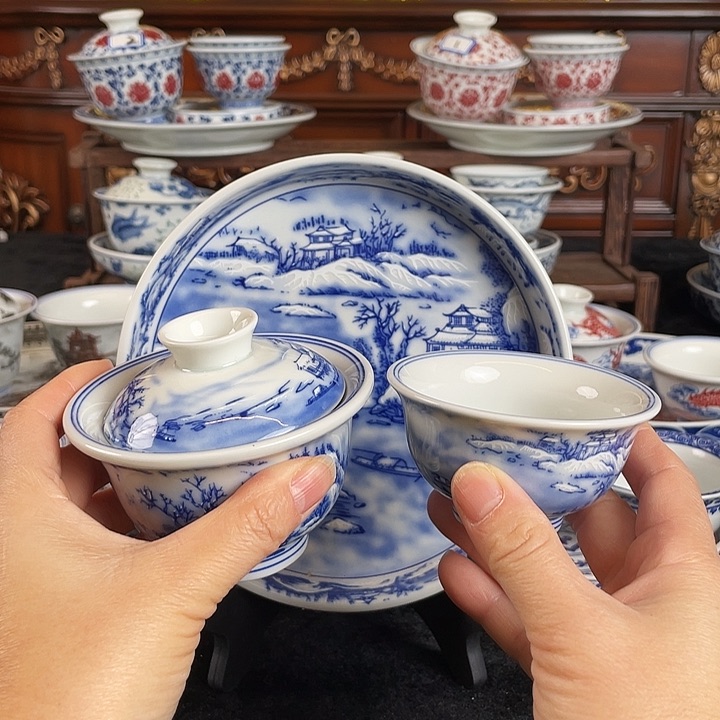 山水雪景三件套茶具