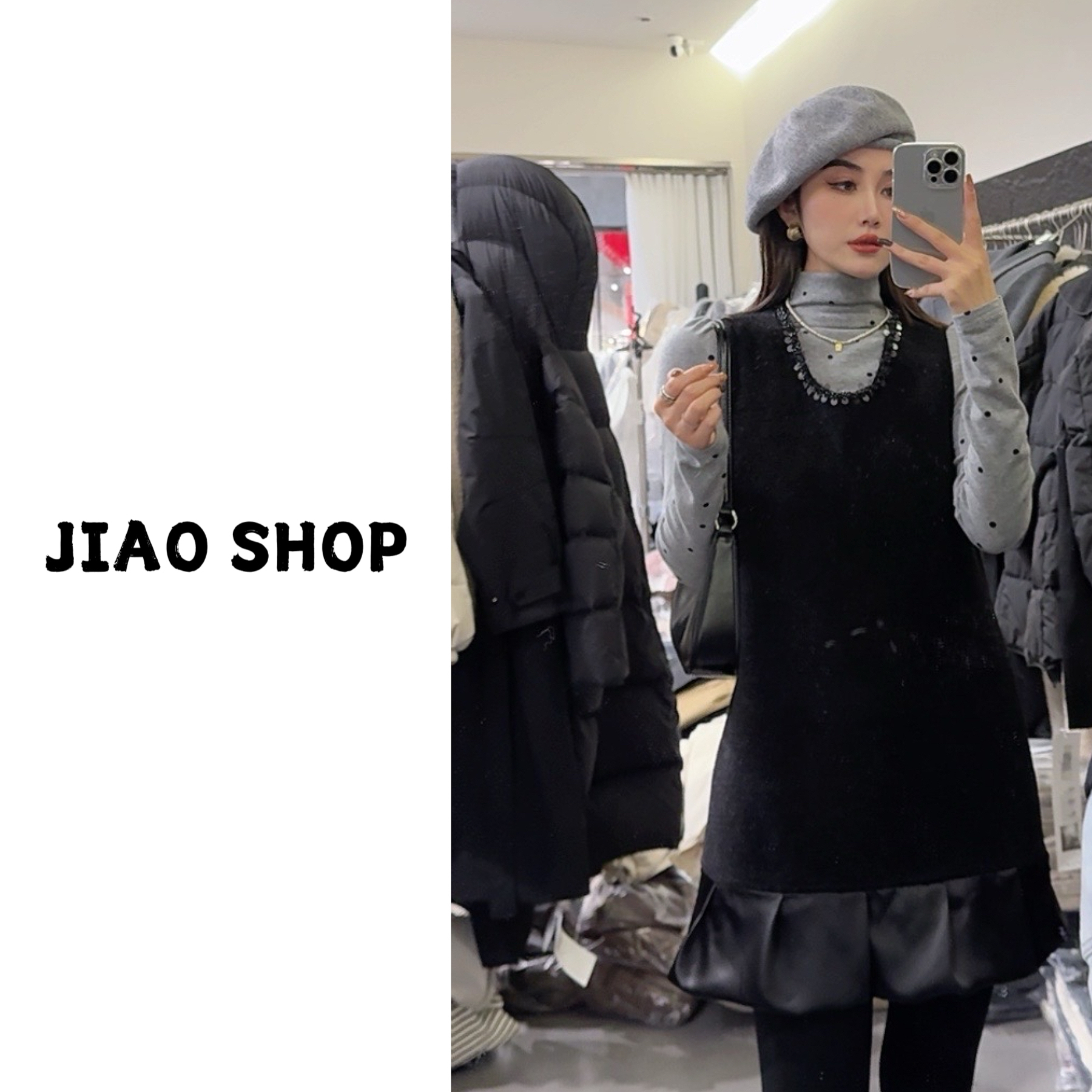 【JIAO SHOP】 洋气波点连衣裙两件套