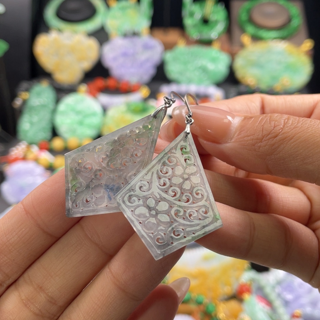 翡翠未镶嵌耳饰代编织