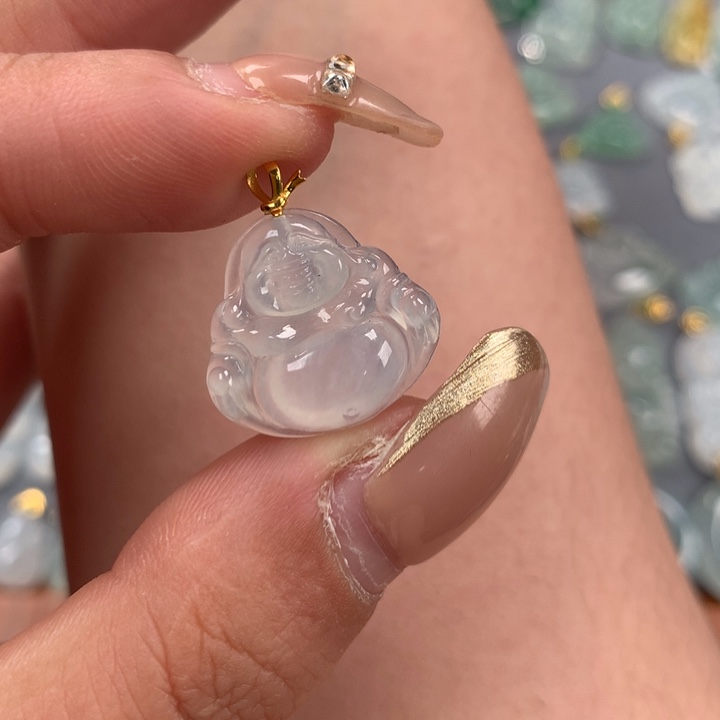 翡翠颈饰18K金镶嵌佛公