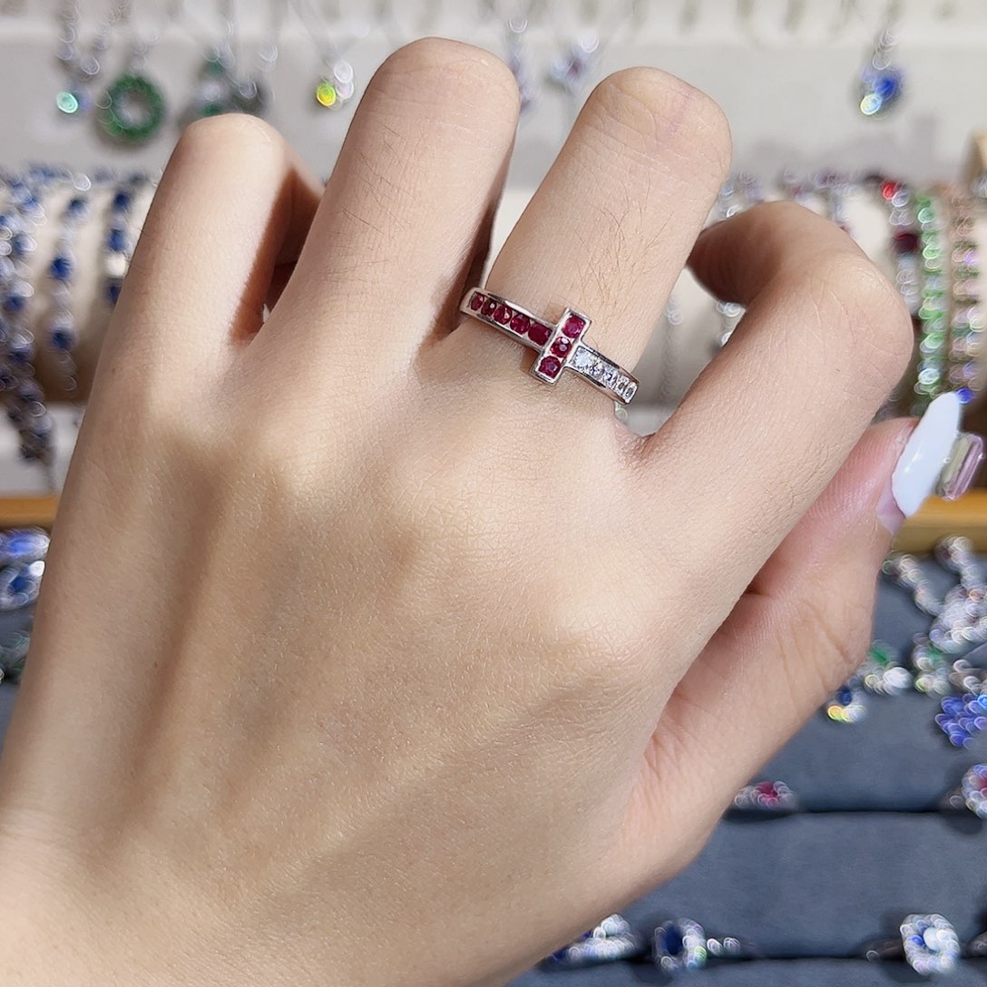 红宝石戒指银S925镶嵌