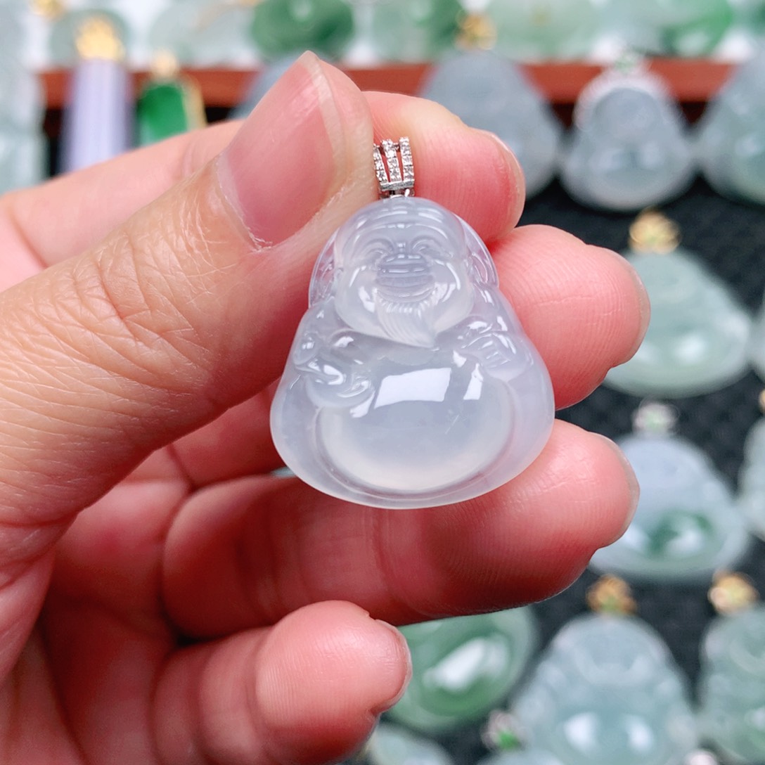 翡翠吊坠(不含链)18K金镶嵌