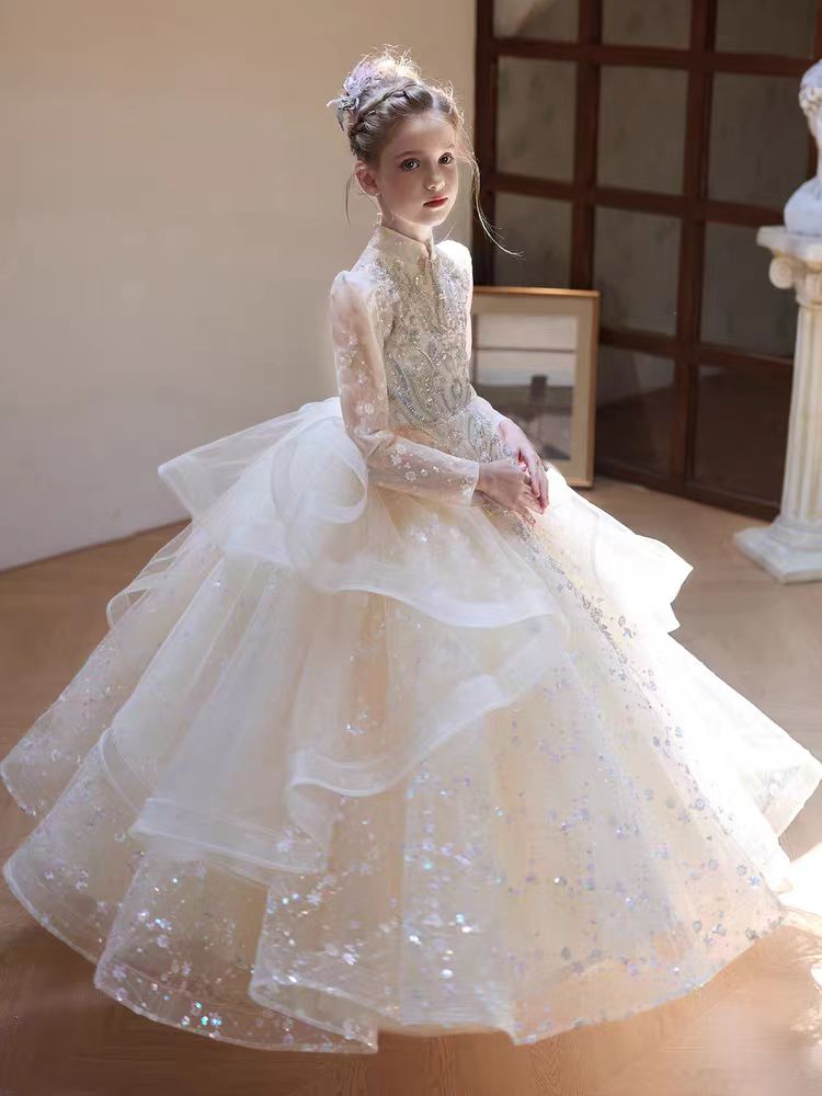 【海棠花】秋冬生日主持花童礼服