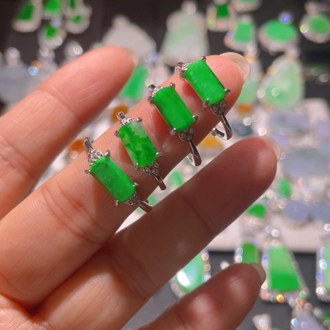 翡翠戒指银S925镶嵌精品