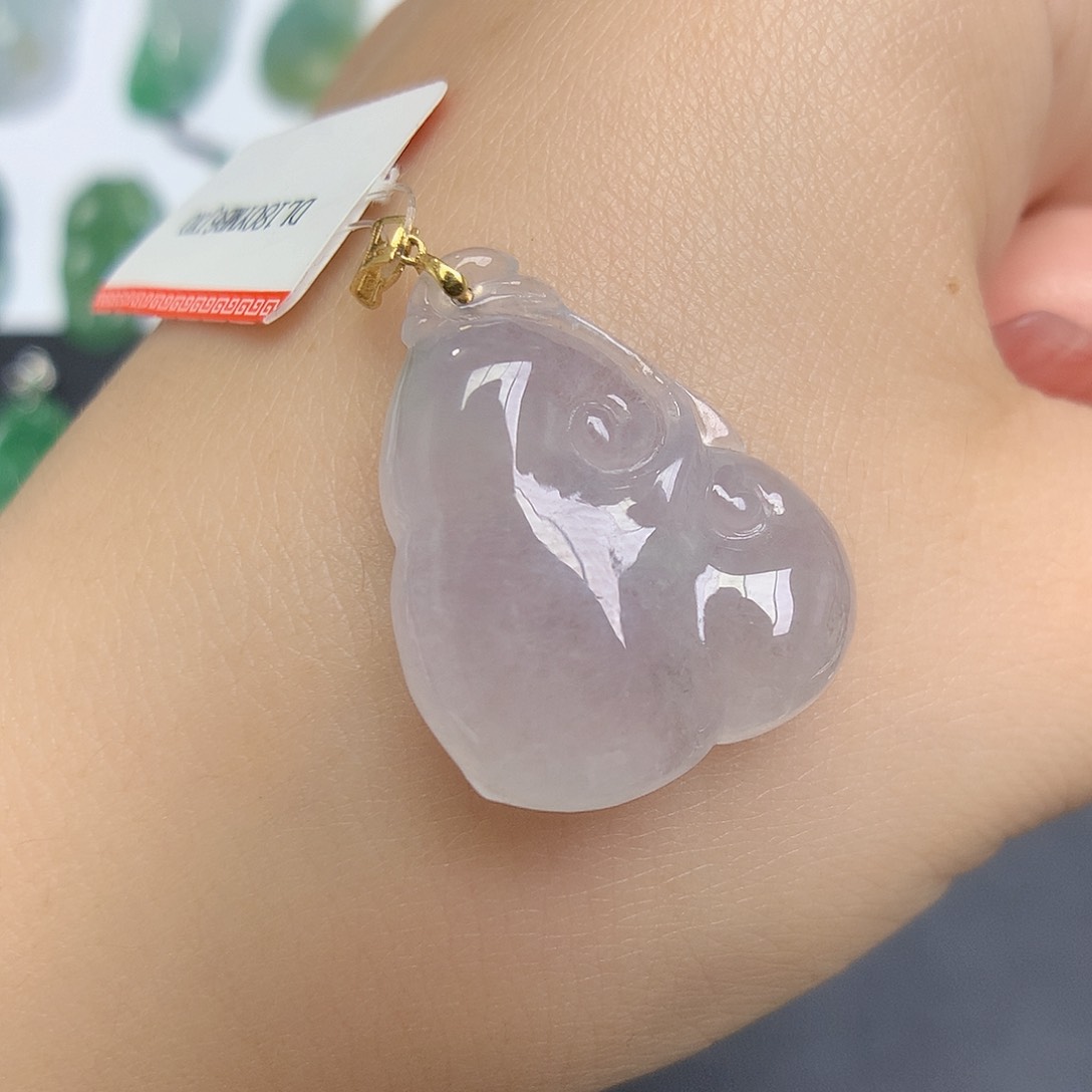 翡翠颈饰18K金镶嵌如意