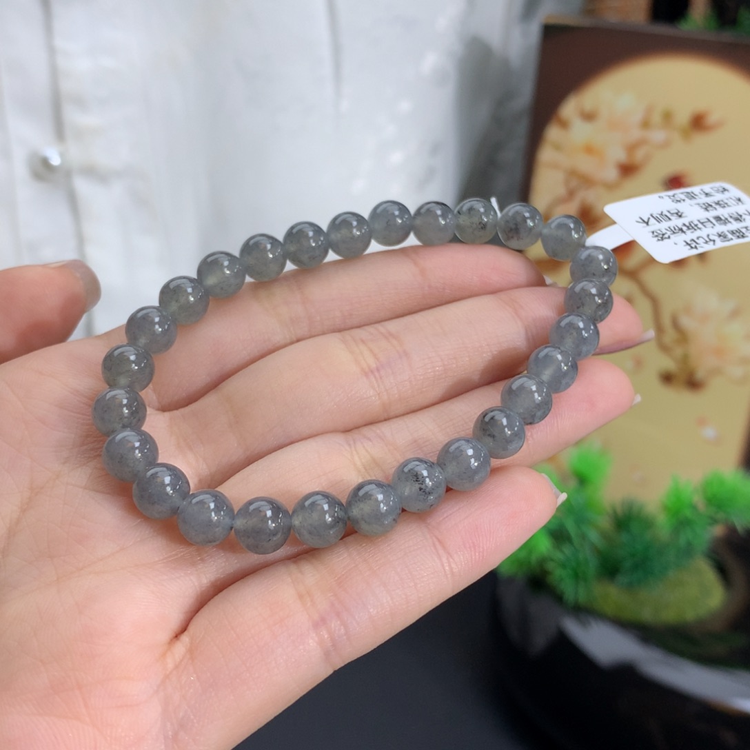 未镶嵌手串翡翠卡6.8冰胶黑乌鸡
