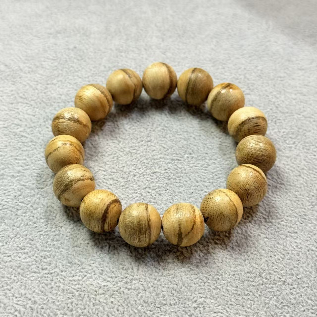 沉香马泥涝沉香单圈手串  14mm左右