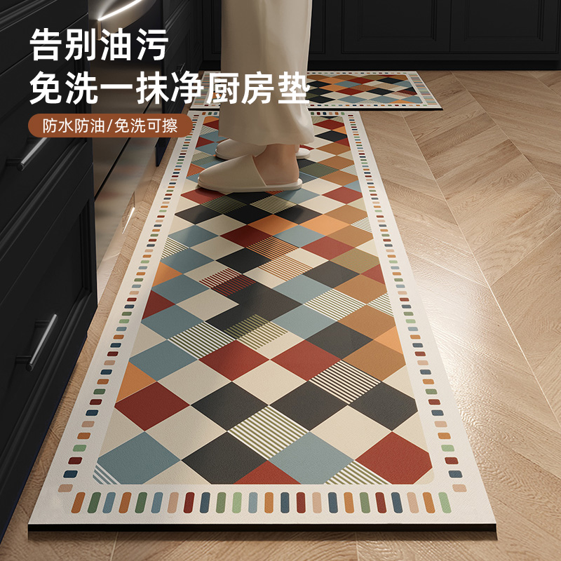 地垫防水厨房专用地垫防滑垫子防油吸水耐脏进门口L型长条脚垫子