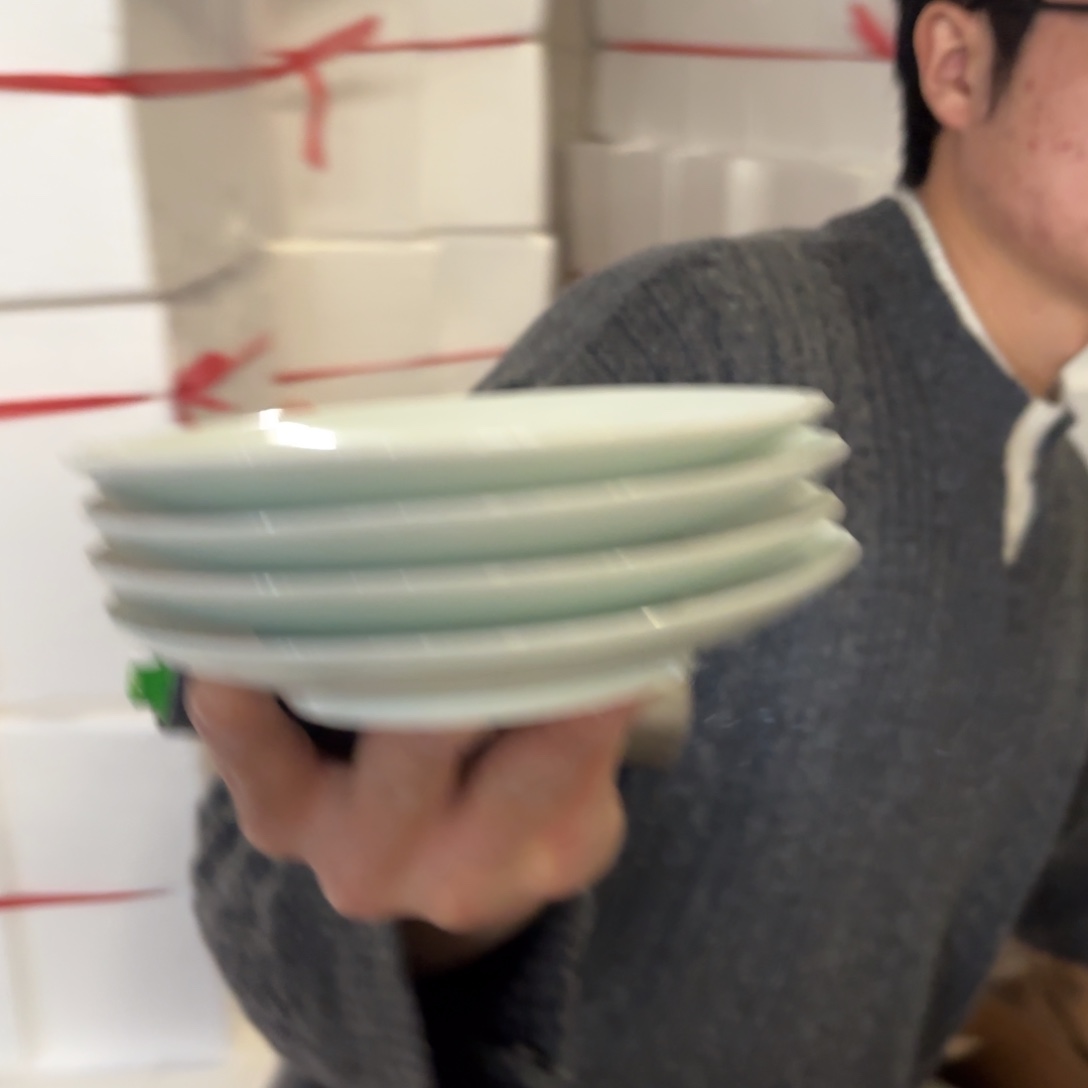 陶瓷6英寸影青吐骨碟6只微瑕