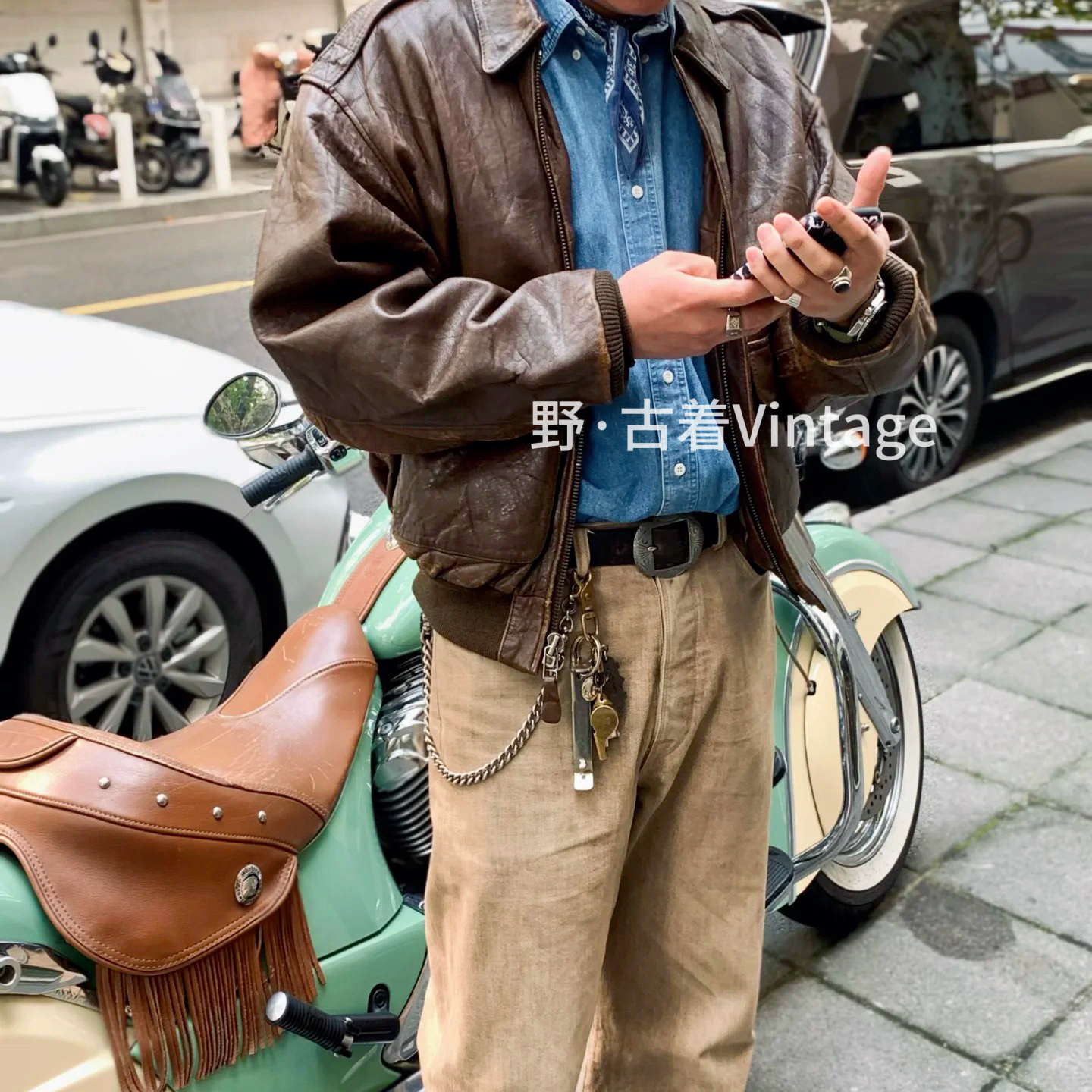 400-899古着皮衣复古港风厚款百搭小众vintage 男女同款