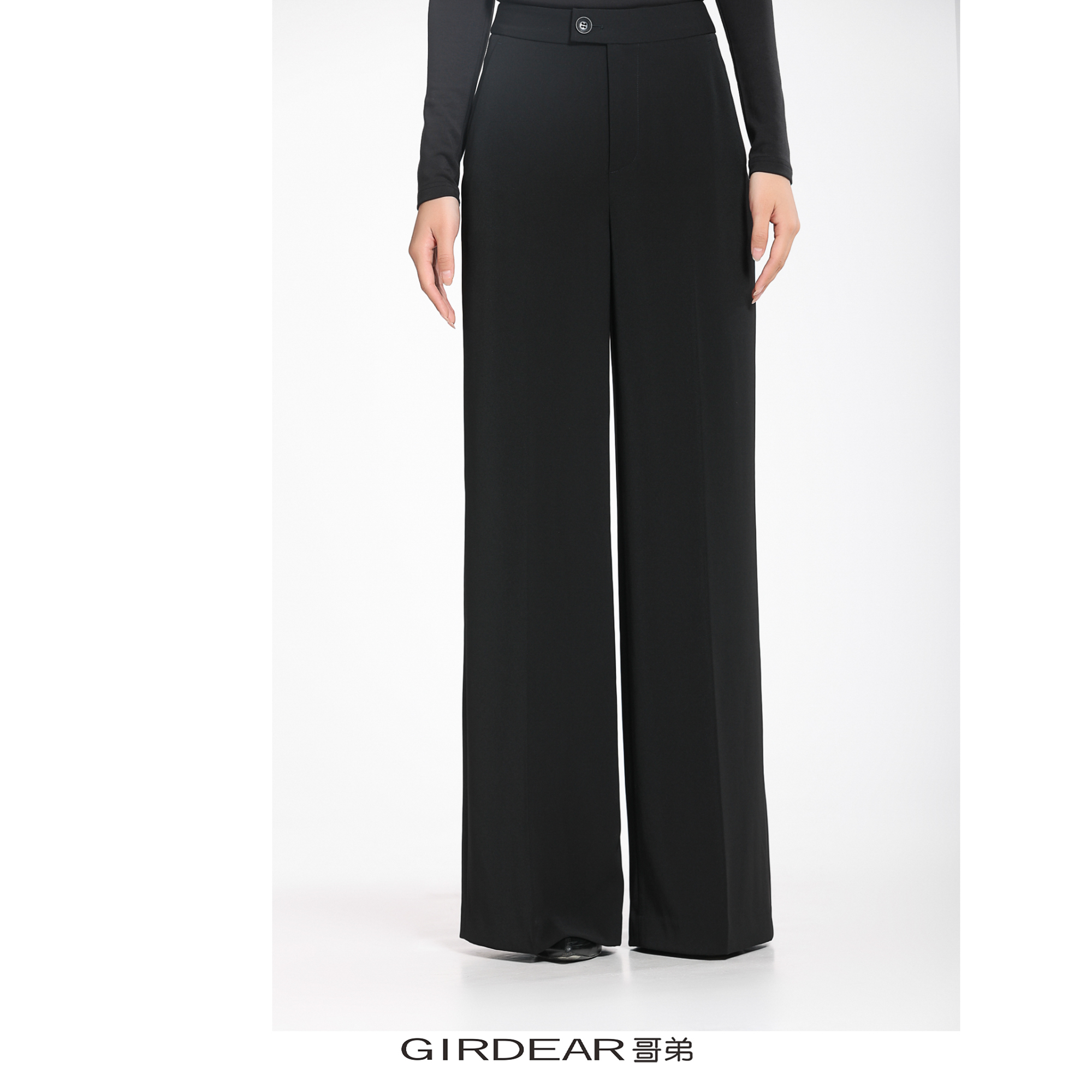 GIRDEAR/哥弟110015早春新款气质百搭高腰垂感直腿长裤时尚显瘦新