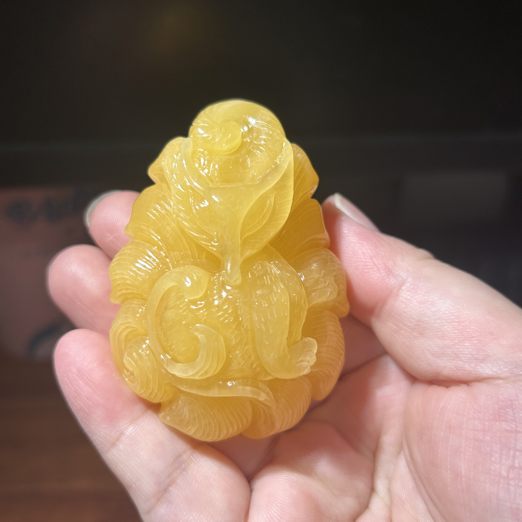 精品雕刻件 小凤九 满蜡鸡油黄 高品质 