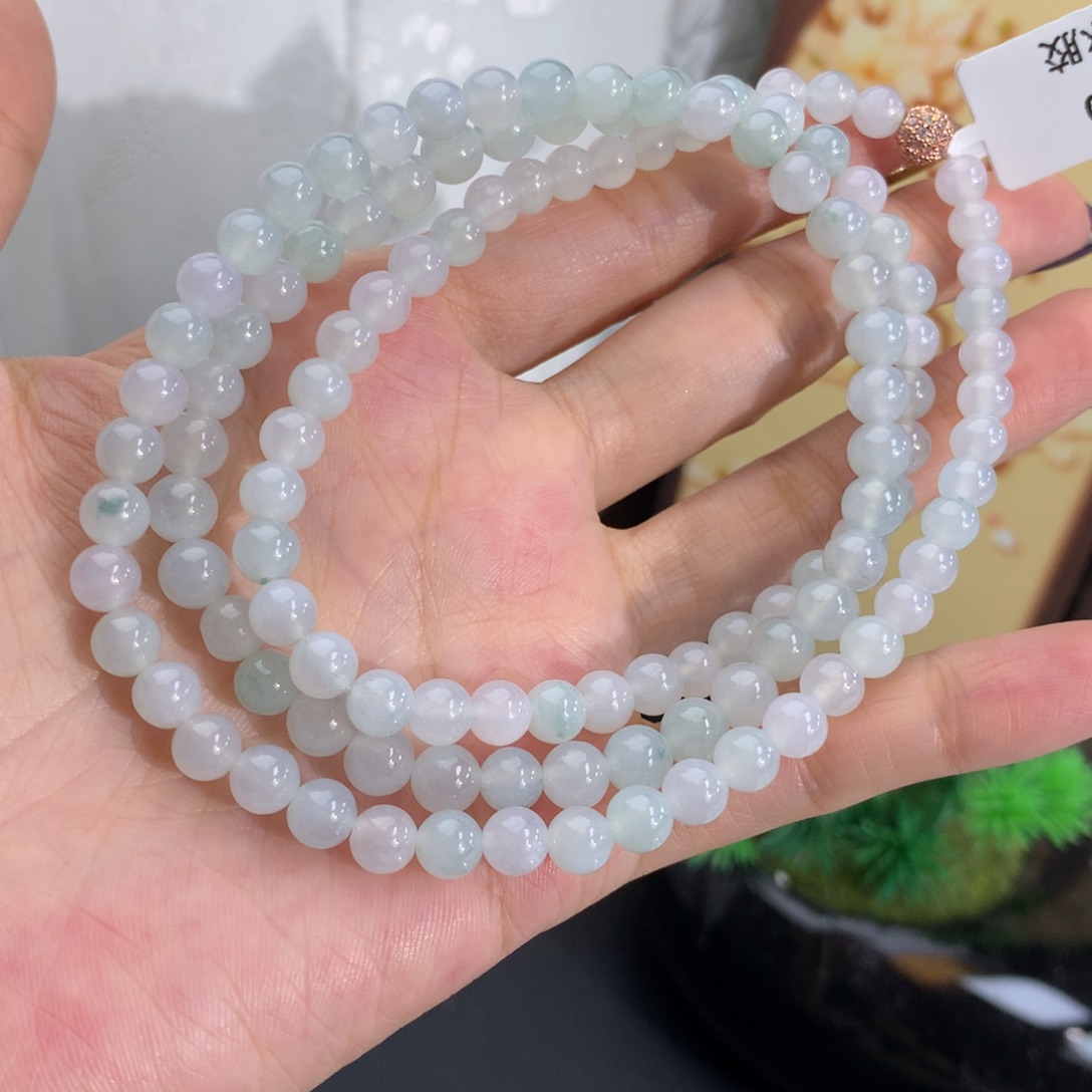 和***璧翡翠未镶嵌手串卡5.5-6.2胶润马卡龙项链