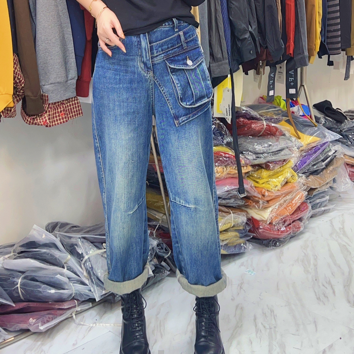 莎姐家韩版显瘦弹力牛仔裤7770