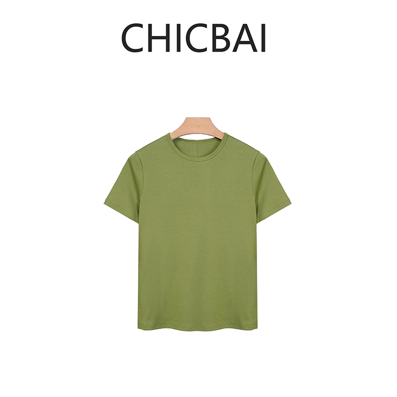 CHIC白 巨好穿的质感 小圆领极简显瘦T恤