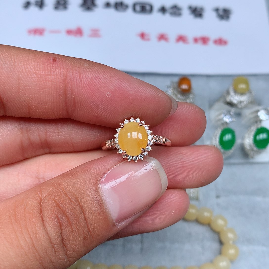 翡翠银S925镶嵌戒指100号
