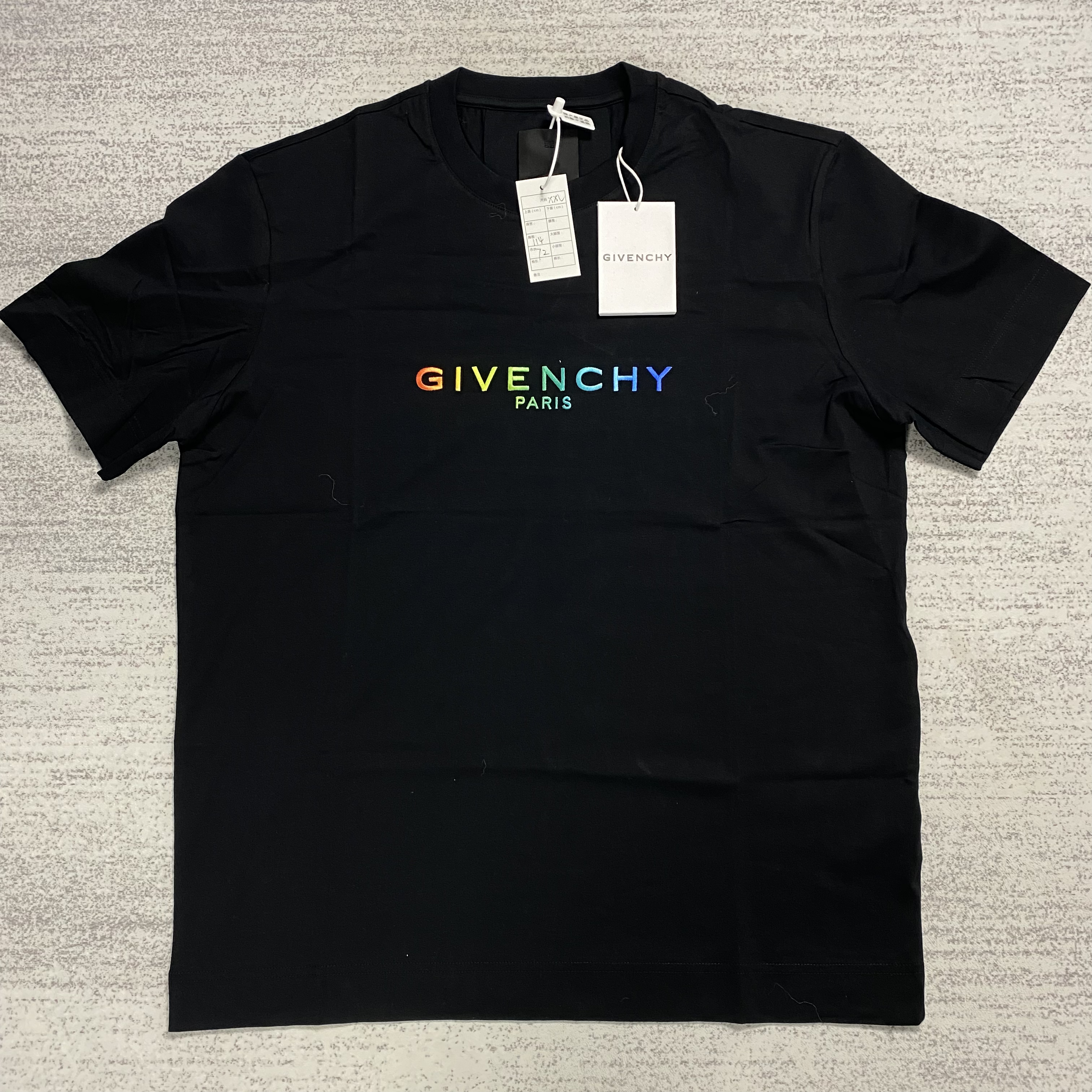 【givenchy】纪梵希 新款黑色彩虹刺绣logo短袖 XXL 全新带吊牌